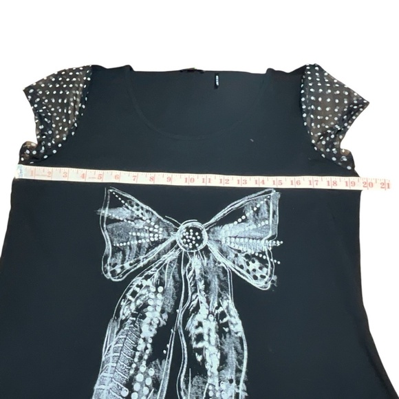 TRICOTTO Viscose Blend Black Popover Dress Mesh Trim w/ Polka Dots US Sz XL - Picture 5 of 9